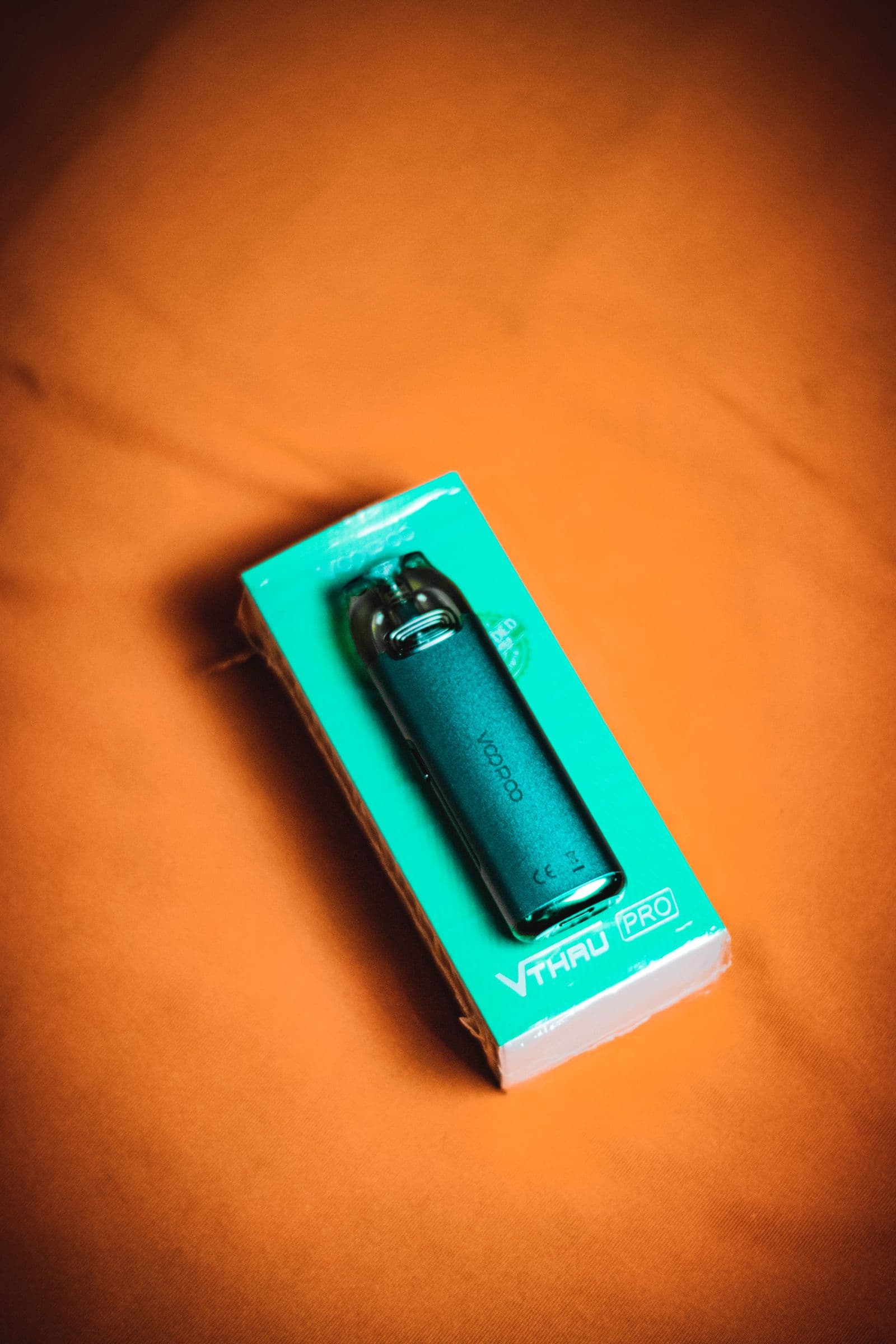 Pod device and its box on the counter at Pili Vape Co.